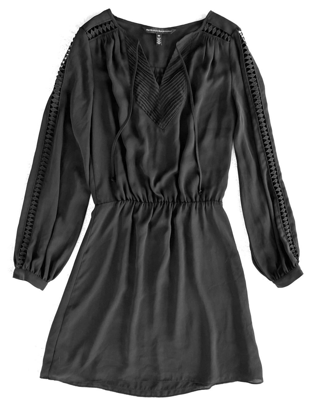 White House Black Market Peasant Blouson Mini Dress, Black, Size 00